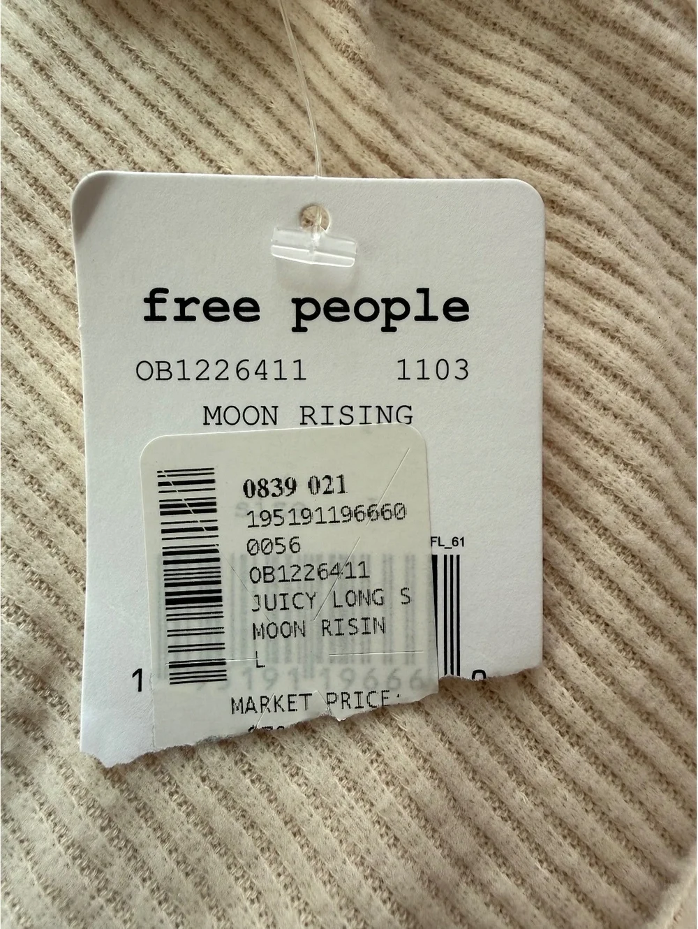 NWT Free People We The Free Juicy Long Sleeve Top Moon Rising Large
